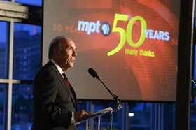 APTS President and CEO, Patrick Butler, speaking at a podium